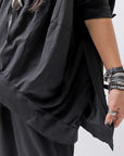 【RUNDHOLZ】 UNISEX TWIST COTTON BACK LAYERED ASYMMETRY TOP 256 0531_BLACK