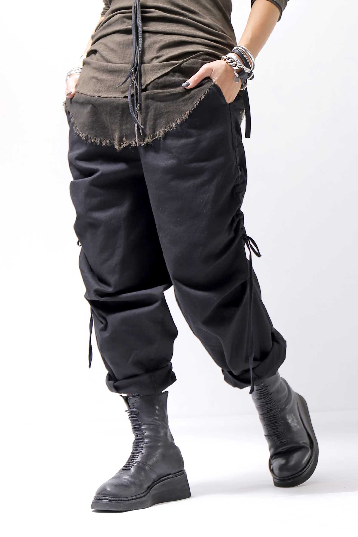 【sanctamuerte】 UNISEX SIDE STRING CODE PANTS 319/MM_BLACK