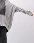 【bajra】 UNISEX BACK DRAPE& PRINTED LIGHT SWEAT TOP 159QK04_GREY PRINTED