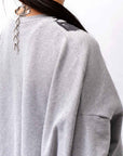 【bajra】 UNISEX BACK DRAPE& PRINTED LIGHT SWEAT TOP 159QK04_GREY PRINTED