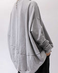 【bajra】 UNISEX BACK DRAPE& PRINTED LIGHT SWEAT TOP 159QK04_GREY PRINTED