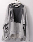 【bajra】 UNISEX BACK DRAPE& PRINTED LIGHT SWEAT TOP 159QK04_GREY PRINTED