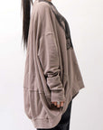 【bajra】 UNISEX BACK DRAPE& PRINTED LIGHT SWEAT TOP 159QK04_TAUPE PRINTED