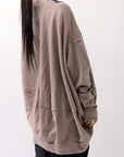 【bajra】 UNISEX BACK DRAPE& PRINTED LIGHT SWEAT TOP 159QK04_TAUPE PRINTED