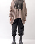 【bajra】 UNISEX BACK DRAPE& PRINTED LIGHT SWEAT TOP 159QK04_TAUPE PRINTED