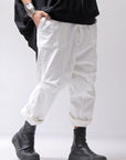 【bajra】 UNISEX SARROUEL SUPER STRETCH COTTON DENIM PANTS 159QP02_WHITE