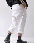 【bajra】 UNISEX SARROUEL SUPER STRETCH COTTON DENIM PANTS 159QP02_WHITE