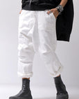 【bajra】 UNISEX SARROUEL SUPER STRETCH COTTON DENIM PANTS 159QP02_WHITE