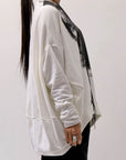 【bajra】 UNISEX BACK DRAPE& PRINTED LIGHT SWEAT TOP 159QK04_WHITE PRINTED