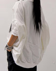 【bajra】 UNISEX BACK DRAPE& PRINTED LIGHT SWEAT TOP 159QK04_WHITE PRINTED