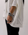 【bajra】 UNISEX BACK DRAPE& PRINTED LIGHT SWEAT TOP 159QK04_WHITE PRINTED
