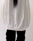【bajra】 UNISEX BACK DRAPE& PRINTED LIGHT SWEAT TOP 159QK04_WHITE PRINTED