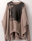【bajra】 UNISEX BACK DRAPE& PRINTED LIGHT SWEAT TOP 159QK04_TAUPE PRINTED