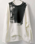 【bajra】 UNISEX BACK DRAPE& PRINTED LIGHT SWEAT TOP 159QK04_WHITE PRINTED