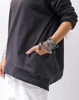 【bajra】 UNISEX SUPER STRETCH SWEAT BACKDRAPE HOODIE 159QK03_BLACK