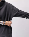【bajra】 UNISEX SUPER STRETCH SWEAT BACKDRAPE HOODIE 159QK03_BLACK
