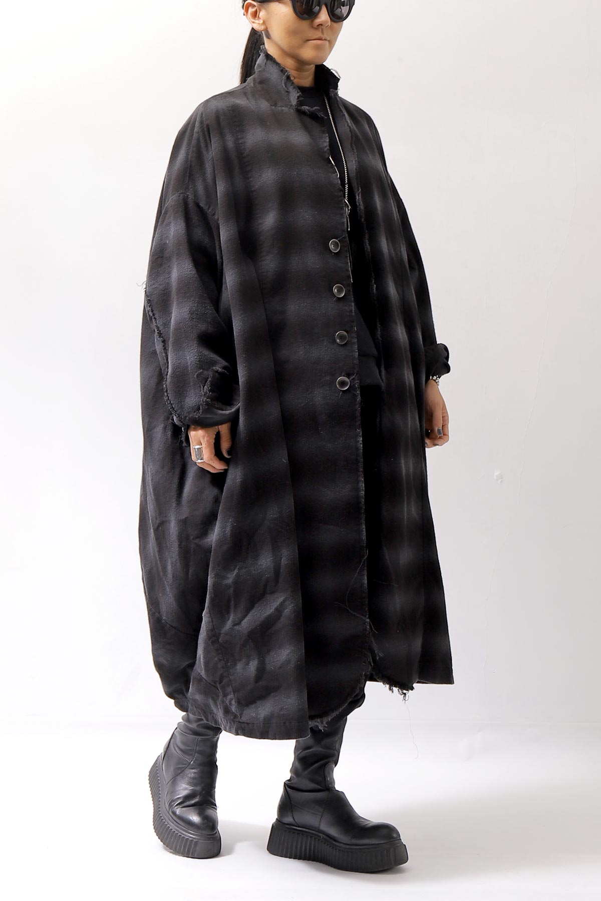 【bajra】 UNISEX BACK DRAPE SHIRT CARDIGAN 154QB01_BLACK