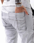 【thom/krom】 UNISEX LOW CROTCH STRETCH DENIM PANTS MT102_BLEACH GREY(LIGHT GREY)