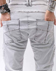 【thom/krom】 UNISEX LOW CROTCH STRETCH DENIM PANTS MT102_BLEACH GREY(LIGHT GREY)
