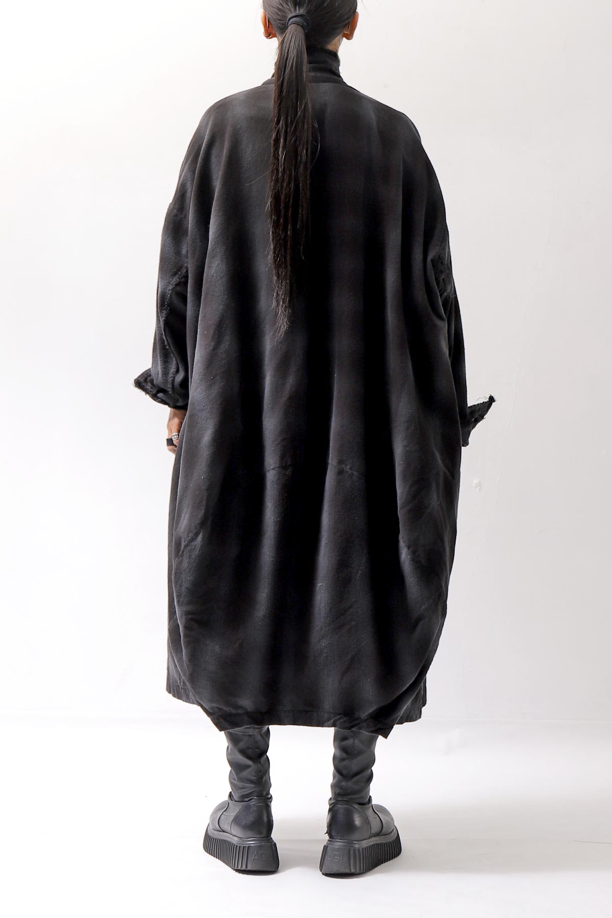 【bajra】 UNISEX BACK DRAPE SHIRT CARDIGAN 154QB01_BLACK