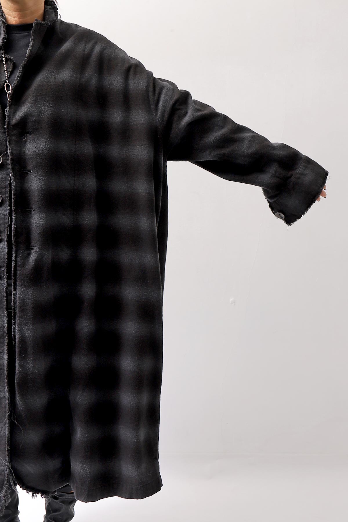 【bajra】 UNISEX BACK DRAPE SHIRT CARDIGAN 154QB01_BLACK