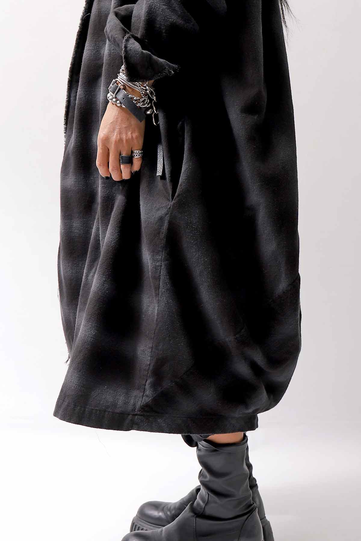 【bajra】 UNISEX BACK DRAPE SHIRT CARDIGAN 154QB01_BLACK