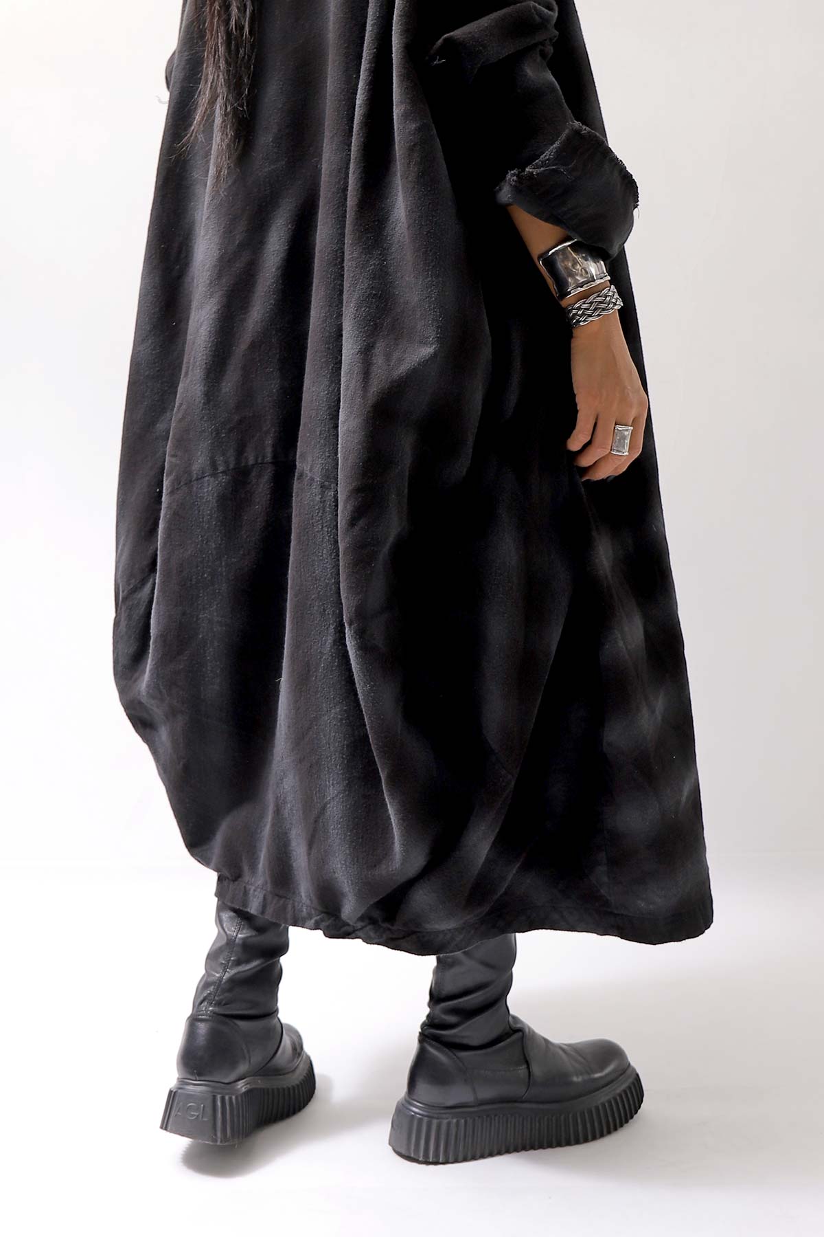 【bajra】 UNISEX BACK DRAPE SHIRT CARDIGAN 154QB01_BLACK