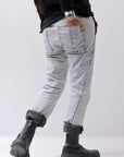 【thom/krom】 UNISEX LOW CROTCH STRETCH DENIM PANTS MT102_BLEACH GREY(LIGHT GREY)