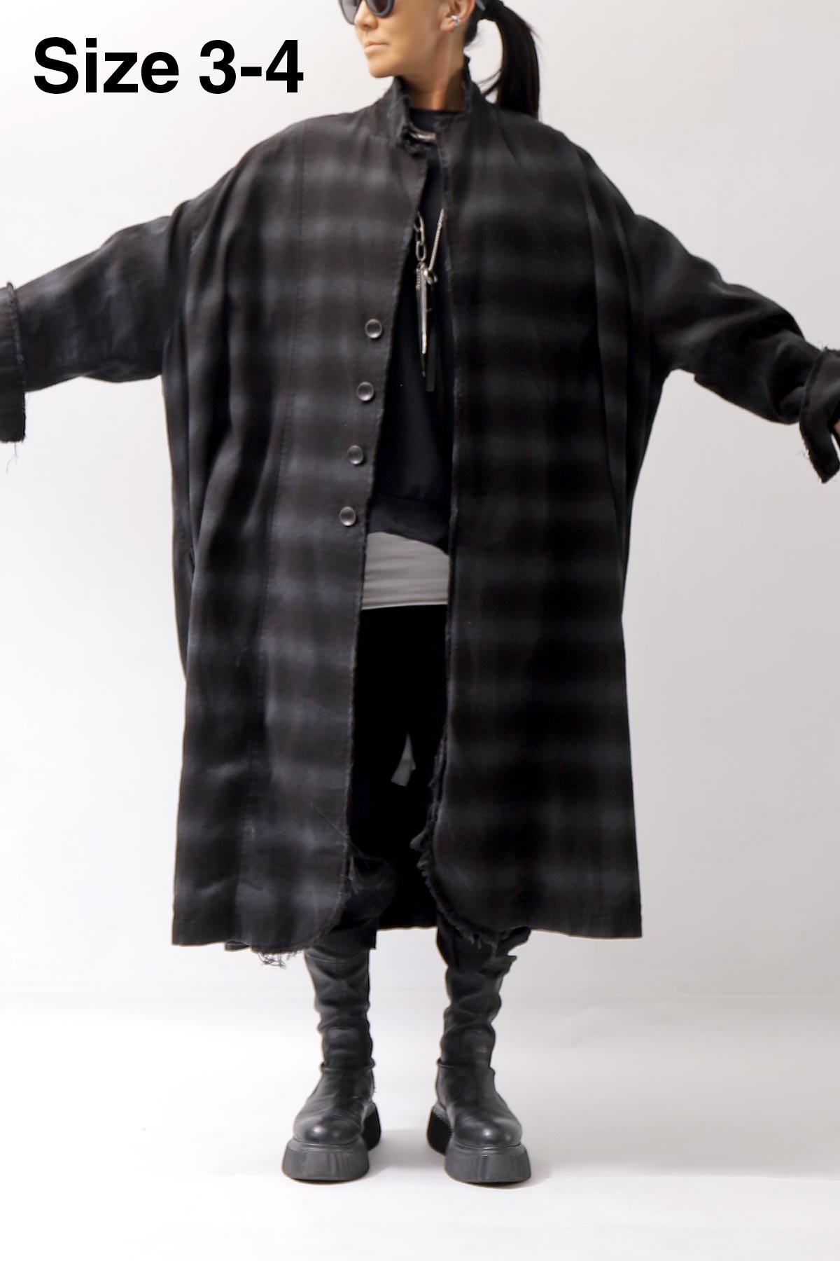 【bajra】 UNISEX BACK DRAPE SHIRT CARDIGAN 154QB01_BLACK