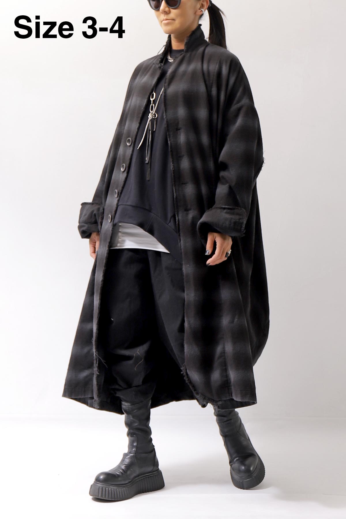 【bajra】 UNISEX BACK DRAPE SHIRT CARDIGAN 154QB01_BLACK