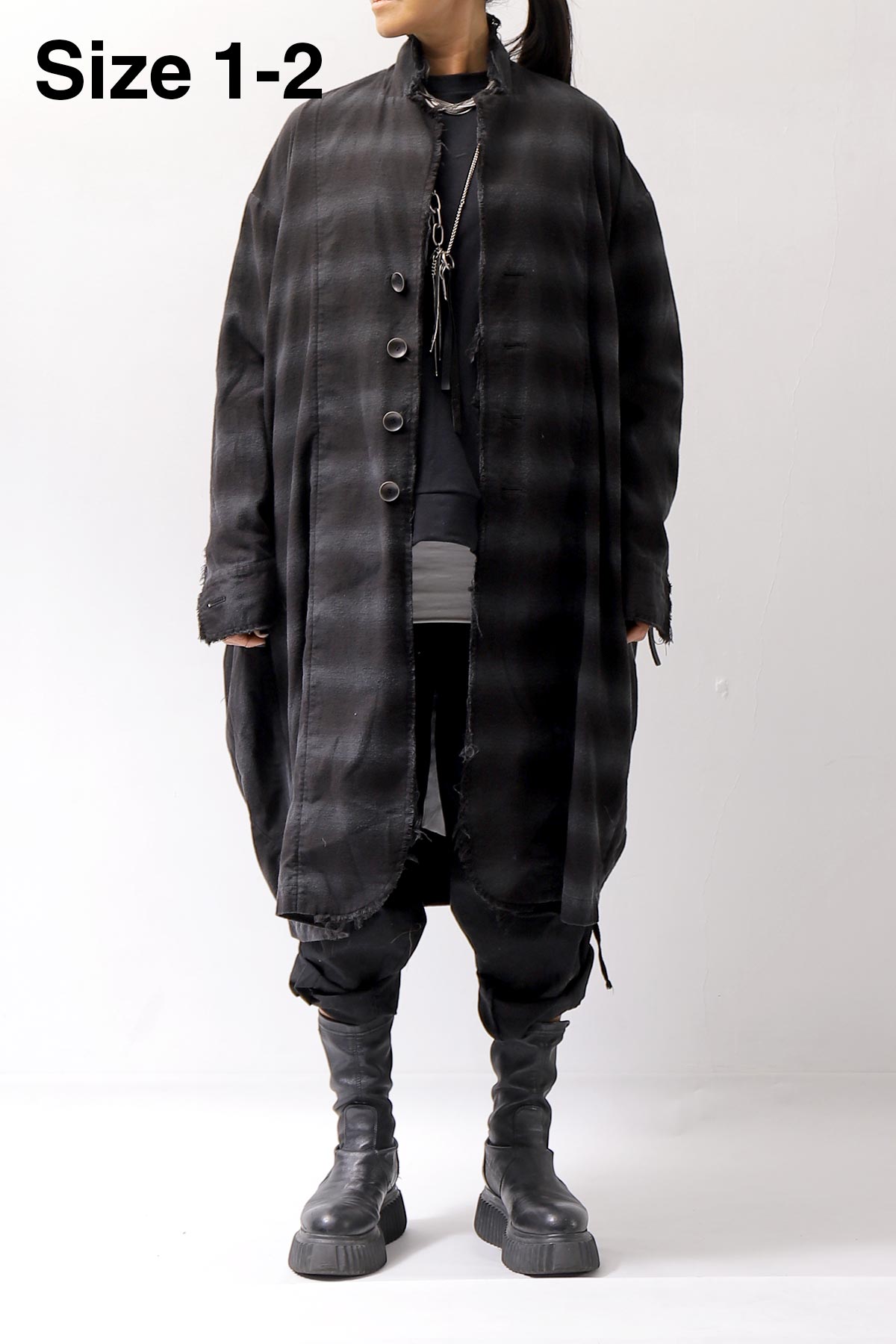 【bajra】 UNISEX BACK DRAPE SHIRT CARDIGAN 154QB01_BLACK