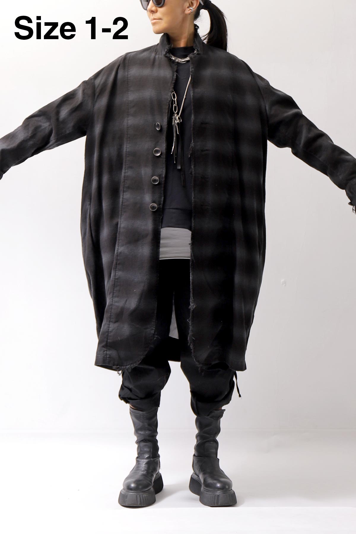 【bajra】 UNISEX BACK DRAPE SHIRT CARDIGAN 154QB01_BLACK