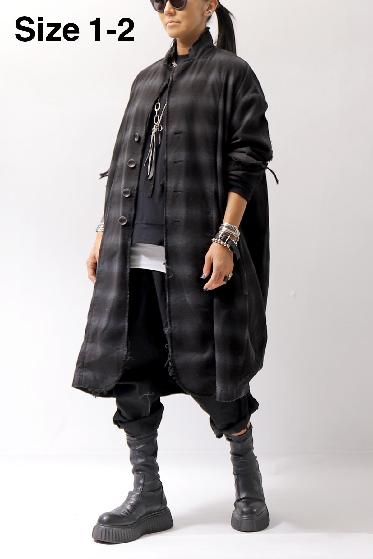 【bajra】 UNISEX BACK DRAPE SHIRT CARDIGAN 154QB01_BLACK
