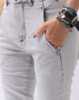 【thom/krom】 UNISEX SKINNY STRETCH DENIM PANTS WT79_BLEACH GREY(LIGHT GREY)