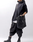 【Primordial is Primitive】 UNISEX ASYMMETRY STRETCH ECO LEATHER PANTS 722HA_BLACK