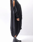 【RUNDHOLZ】 2WAY HOLE ASYMMETRY DRAPE LONG TOP DRESS 252 0937_BLACK