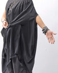 【RUNDHOLZ】 2WAY HOLE ASYMMETRY DRAPE LONG TOP DRESS 252 0937_BLACK