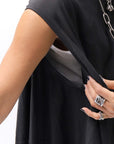 【RUNDHOLZ】 2WAY HOLE ASYMMETRY DRAPE LONG TOP DRESS 252 0937_BLACK