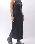 【thom/krom】 SKIN COTTON SLEEVE-LESS LONG DRESS WD58_BLACK