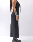 【thom/krom】 SKIN COTTON SLEEVE-LESS LONG DRESS WD58_BLACK