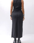 【thom/krom】 SKIN COTTON SLEEVE-LESS LONG DRESS WD58_BLACK