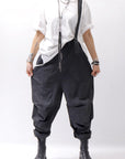 【Andrea Ya'aqov】 UNISEX 2WAY SHOULDER SALOPETTE PARACHUTE PANTS PAK71_BLACK