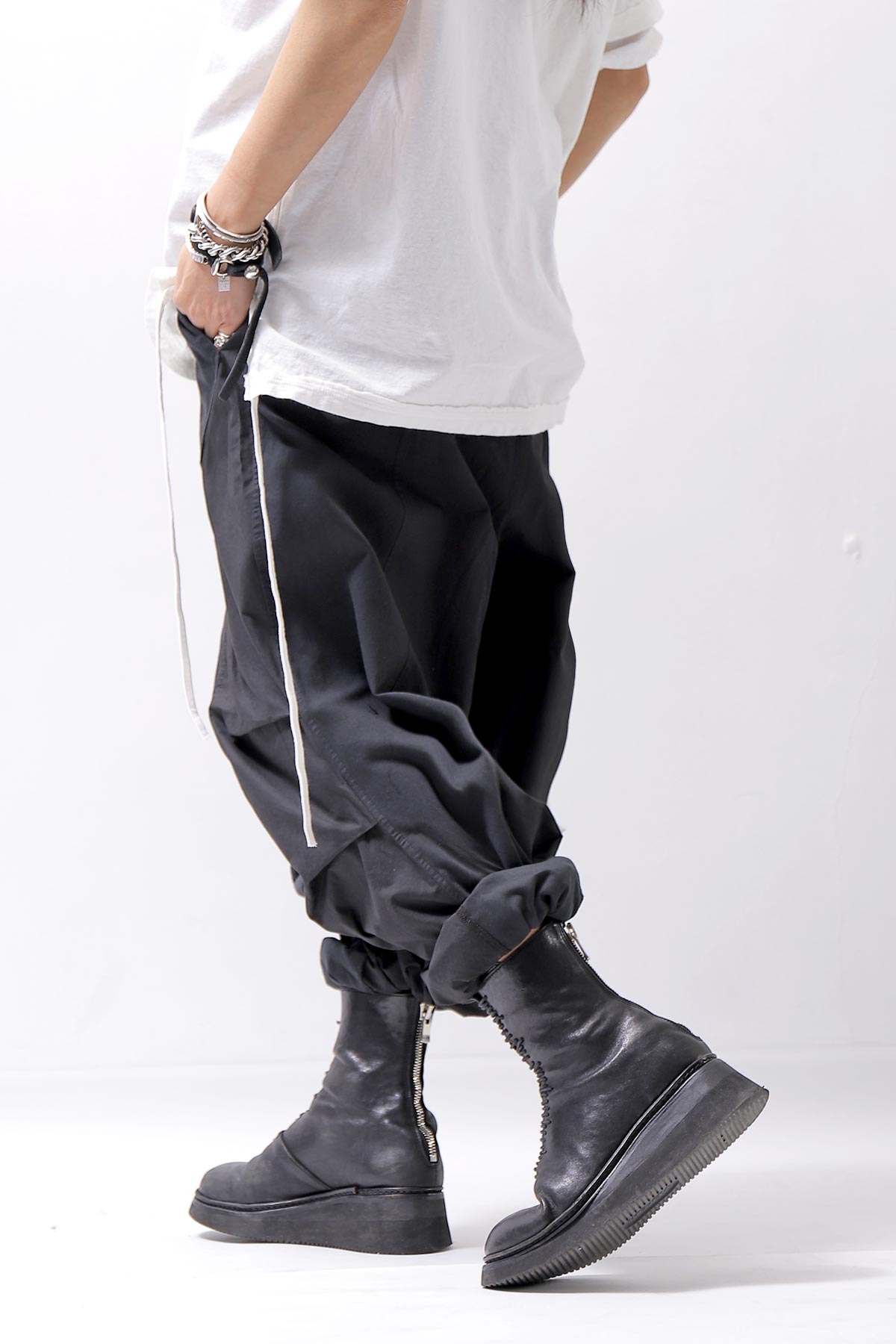 【Andrea Ya'aqov】 UNISEX 2WAY SHOULDER SALOPETTE PARACHUTE PANTS PAK71_BLACK