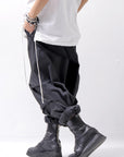 【Andrea Ya'aqov】 UNISEX 2WAY SHOULDER SALOPETTE PARACHUTE PANTS PAK71_BLACK