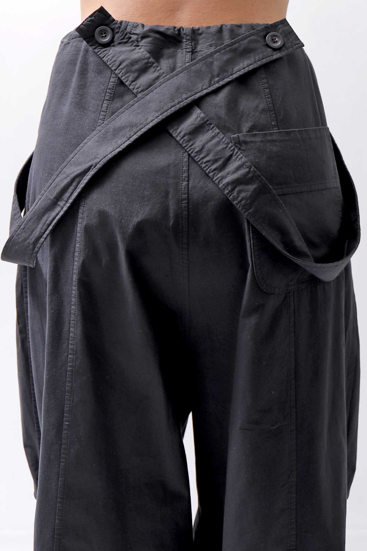 【Andrea Ya'aqov】 UNISEX 2WAY SHOULDER SALOPETTE PARACHUTE PANTS PAK71_BLACK