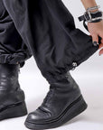 【Andrea Ya'aqov】 UNISEX 2WAY SHOULDER SALOPETTE PARACHUTE PANTS PAK71_BLACK