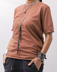 【thom/krom】 UNISEX REGULAR FIT COTTON TEE MTS924_RED WOOD