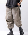 【Andrea Ya'aqov】 UNISEX 2WAY SHOULDER SALOPETTE PARACHUTE PANTS PAK71_OLIVE BEIGE