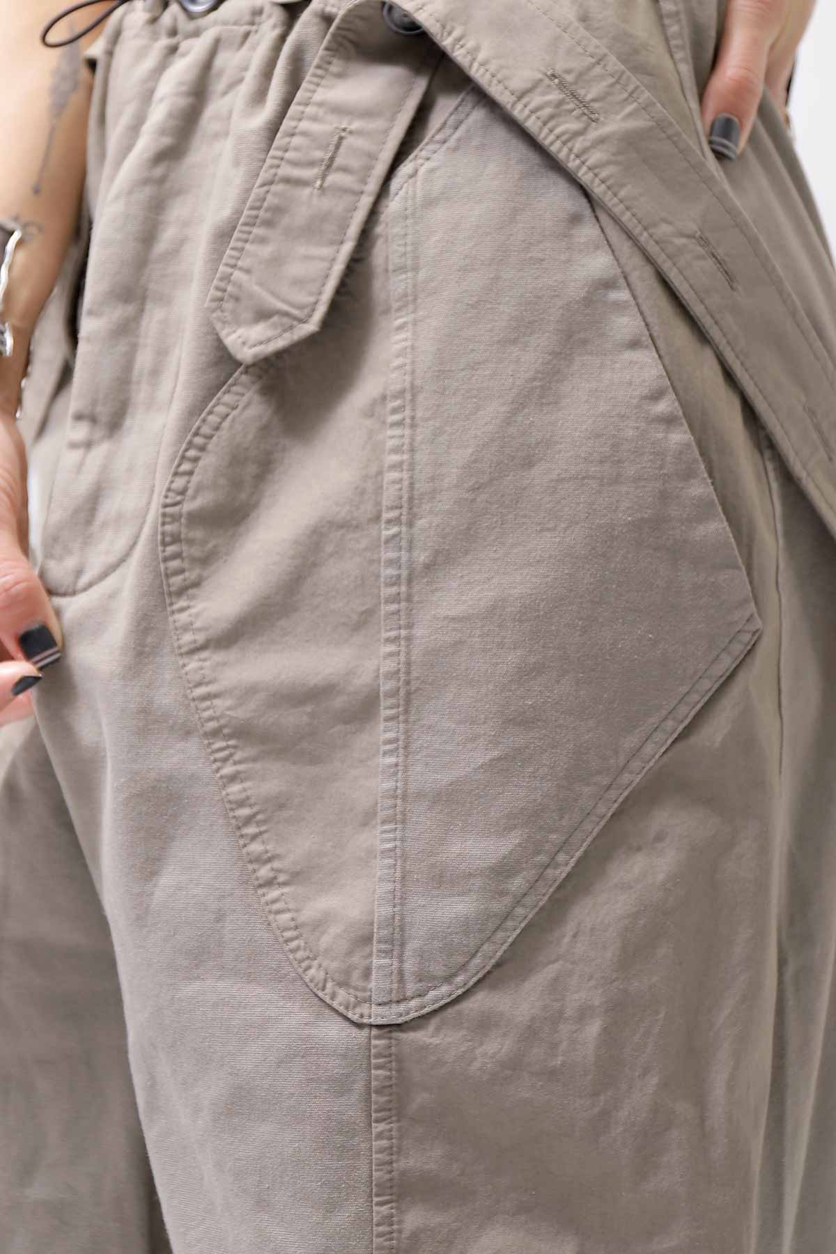 【Andrea Ya'aqov】 UNISEX 2WAY SHOULDER SALOPETTE PARACHUTE PANTS PAK71_OLIVE BEIGE