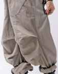 【Andrea Ya'aqov】 UNISEX 2WAY SHOULDER SALOPETTE PARACHUTE PANTS PAK71_OLIVE BEIGE